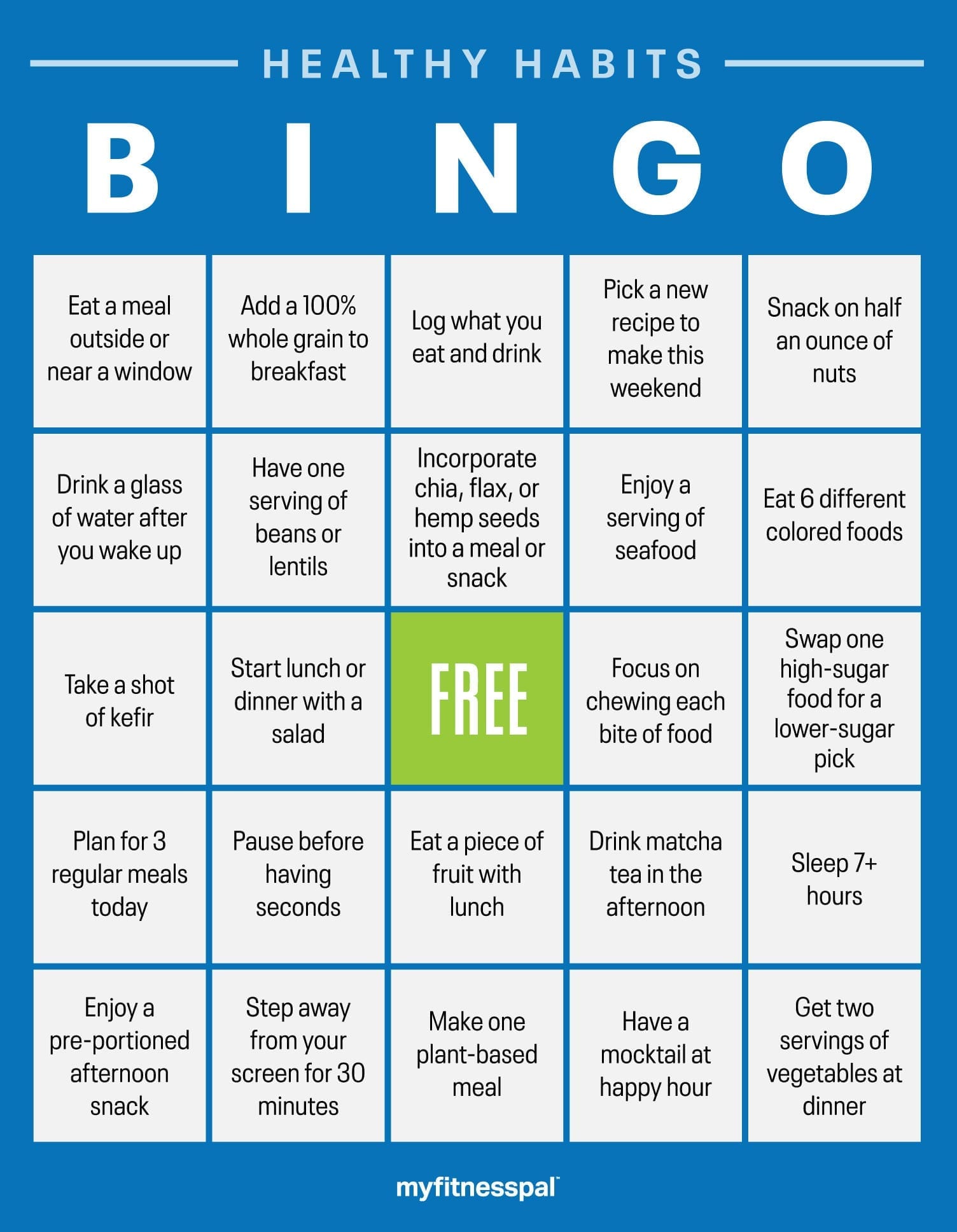 Healthy Habits Bingo Challenge