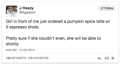 Pumpkin Spice Latte Tweet