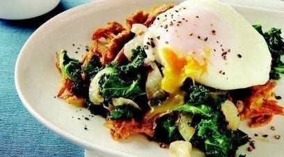 Sweet Potato Waffles with Kale & Egg
