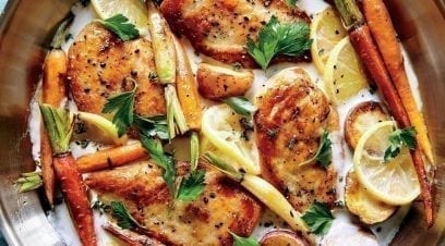 Skillet Chicken With Roasted Carrots